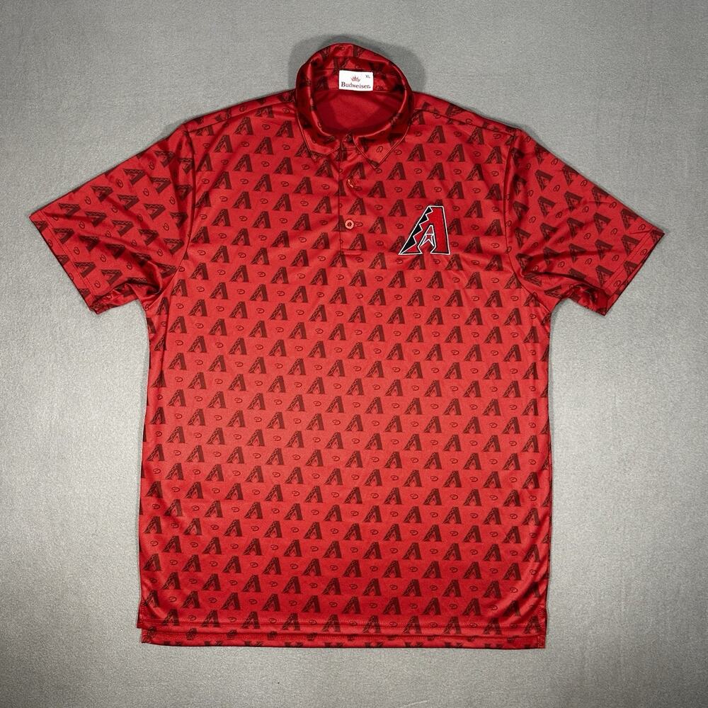 Arizona Diamondbacks Budweiser Men’s XL All-Over Print Polo Shirt Red MLB